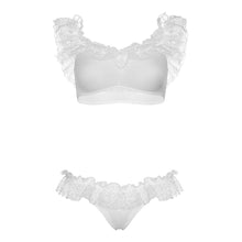 Load image into Gallery viewer, adult sex toy Leg Avenue Lace Ruffle Crop Top and Panty UK 8 to 14&gt; Clothes &gt; Bra SetsRaspberry Rebel
